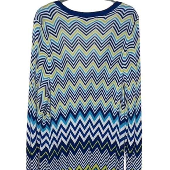 Lane Bryant Women's Blue Green Chevron Button-Down Knit Cardigan Size 18/20 NWOT - Picture 7 of 10